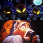 Will Harris Scared at Blitzo and his friends | image tagged in will harris scared at what,deviantart,sony,vivziepop,helluva boss,hazbin hotel | made w/ Imgflip meme maker