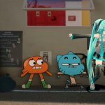 Darwin and Gumball with Hatsune Miku