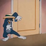 tom hiding behind door GIF Template