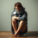 A woman squashed into a jamjar