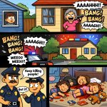 Me and my neighbors house than my mom with a gun and than I hear template