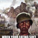 I did not likie | WHEN YOUR EATING SOFT FOOD AND HEAR A CRUNCH | image tagged in thousand yard stare | made w/ Imgflip meme maker