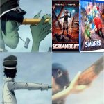 Murdoc orders Cyborg Noodle to shoot bad 2025 movies part 1 | image tagged in murdoc from gorillaz,2025,bad movies,murdoc,gorillaz,smurfs | made w/ Imgflip meme maker