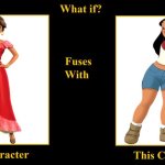 Elena Castillo Flores Fuses With Nani Pelekai (2) | image tagged in blank fusion meme,nani pelekai,lilo and stitch,elena castillo flores,elena of avalor,big sister | made w/ Imgflip meme maker