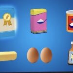 Flour sugar baking powder butter poop milk splash of chocolate m