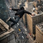 someone jumping off a building