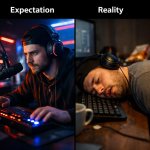 Image : une photo stylée d’un gamer ultra concentré (Expectation