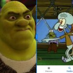 Shrek gets angry at squidward