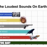 crying baby | CRYING BABY | image tagged in the loudest sounds on earth | made w/ Imgflip meme maker