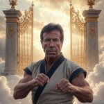 Chuck Norris Guarding Pearly Gates