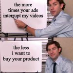 should be obvious I feel | the more times your ads interrupt my videos; the less i want to buy your product | image tagged in jim halpert explains | made w/ Imgflip meme maker