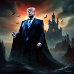 Trump Dracula sucks out healthcare to pay for foreign war GIF Template