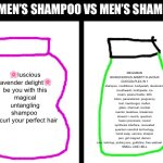 I’m running out of ideas so I’m stealing some from the web. | MEGAMAN RHINOCEROUS ARMPIT FLAVOUR
GOOGOLPLEX IN 1
shampoo, conditioner, bodywash, deodorant, mouthwash, toothpaste, ice cream, peanut butter, dihh lotion, paracetamol, pregnancy test, hamburger, molten glass, charcoal, nuclear reactor, laxatives, breakcore, slowed + reverb, quantum fusion processor, neural synthesis interface, resonated quantum nanobot technology, hand soap, vaccine, sharpie pen, girl magnet, demon core, ketchup, pickle juice, guillotine, free walmart coupon
SMELL LIKE HELL; Women’s shampoo vs men’s shampoo; 🌸luscious lavender delight🌸

be you with this magical untangling
shampoo 
uncurl your perfect hair | image tagged in split,memes,funny,shampoo | made w/ Imgflip meme maker