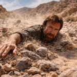 Chuck Norris swimming through the ground