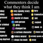 What Do You Think I Am? | Commenters decide what they think I am | image tagged in idfk | made w/ Imgflip meme maker