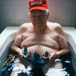 MAGA old elderly man bathtub toy ships Navy