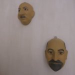 Epstein island masks on wall