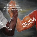 Epic Handshake | Keeping their channels active to preserve their legacy; SMG4; Zebra gamer | image tagged in memes,epic handshake,youtube | made w/ Imgflip meme maker