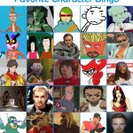 Nat's favorite character bingo meme