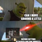 Shrek For Five Minutes | Can I move around a little; Before getting attacked for five minutes | image tagged in shrek for five minutes,ghosts,five,minutes | made w/ Imgflip meme maker