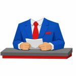 news anchor upper torso no head extremely crude 3d rendering no