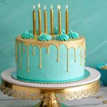 Turquoise Blue and Gold Birthday Cake meme