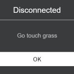 THAT GRASS..... | Disconnected; Go touch grass | image tagged in roblox error message | made w/ Imgflip meme maker