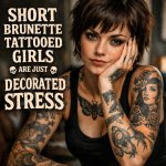 Short brunette tattooed girls are just decorated stress