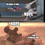 Trying Again Oliver | I'm going to win; NOPE; NOPE; Yeah, Rematch time | image tagged in trying again oliver | made w/ Imgflip meme maker