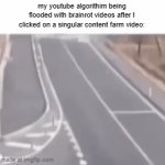 I hate when that happens, I have to pause my watch history when Im exploring that type of stuff | my youtube algorithim being flooded with brainrot videos after I clicked on a singular content farm video: | image tagged in gifs,dank memes,memes | made w/ Imgflip video-to-gif maker