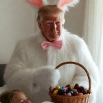 Donald Trump Easter Bunny young girl bed