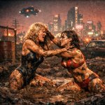 Women mud wrestling