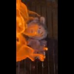 labubu burning GIF Template