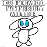 Blank Transparent Square | hello i'm new here..
  my name is liela; who are u? | image tagged in memes,blank transparent square | made w/ Imgflip meme maker