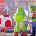 Disappointed Toad, Yoshi, and Luigi