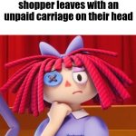 Confused Ragatha Meme | How the Walmart employees be looking as a shopper leaves with an unpaid carriage on their head | image tagged in confused ragatha meme | made w/ Imgflip meme maker
