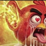 angry bird with ear open freaky