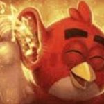 angry bird with ear open foot open