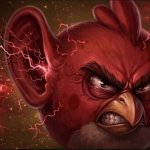 angry bird with ear open angy
