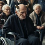 Elderly old demon at retirement home MAGA