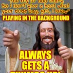 Get On The Doggie Bus | A bus full of dogs with, "You my lil' boo thang
So I don't give a hoot what your dude say, girl, I know"; playing in the background; always gets a thumbs up! | image tagged in memes,buddy christ,dogs,puppies,doggy,thumbs up | made w/ Imgflip meme maker