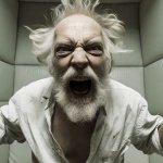 Angry old man crazy insane asylum mentally ill