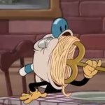 Mugman eating spaghetti meme meme