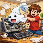 Person hitting a computer with a dewgong