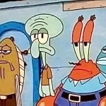 Squidward, Mr. Krabs and random fish are depresses