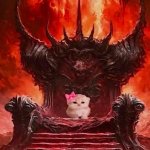 Cute Cat on Hell Throne