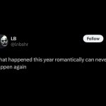 What happened this year romantically can never happen again