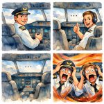 Panel 1: Airplane with pilot. Panel 2: Airplane with co-pilot. P meme