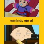 baby reminds me of family guy baby | image tagged in this character reminds me of this character,family guy,anime,boys,babies,momma | made w/ Imgflip meme maker