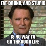 Fat drunk and stupid | Fat, drunk, and stupid; Is no way to go through life | image tagged in fat drunk and stupid | made w/ Imgflip meme maker